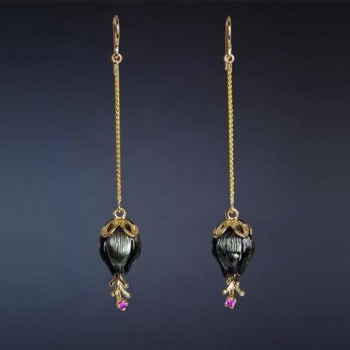 Carved Pearl Earrings